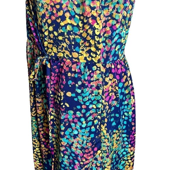 Bebop Wrap Look Dress In A Vibrant Print Sleeveless Size L - Picture 5 of 16